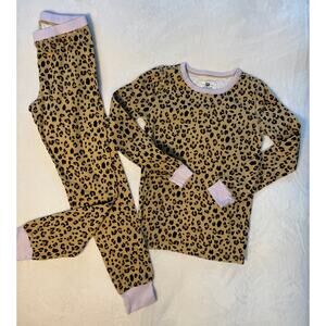 Crewcuts J crew 2 piece Pajamas Set Leopard Long Sleeve Snug Fit PJ's Size 12